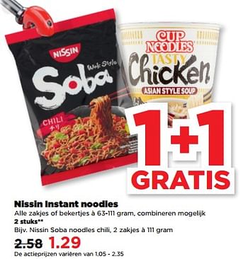 Aanbiedingen Nissin soba noodles chili - Nissin - Geldig van 10/09/2023 tot 16/09/2023 bij Plus