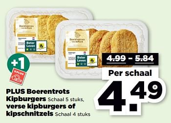Aanbiedingen Plus boerentrots kipburgers verse kipburgers of kipschnitzels - Huismerk - Plus - Geldig van 10/09/2023 tot 16/09/2023 bij Plus