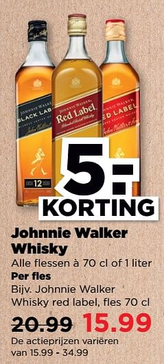 Aanbiedingen Johnnie walker whisky red label - Johnnie Walker - Geldig van 10/09/2023 tot 16/09/2023 bij Plus