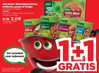 Aanbiedingen Knorr wereldgerechten veggie wraps met tomaat - Knorr - Geldig van 10/09/2023 tot 16/09/2023 bij Plus