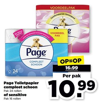 Aanbiedingen Page toiletpapier compleet schoon of sensitive - Page - Geldig van 10/09/2023 tot 16/09/2023 bij Plus