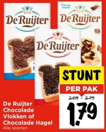 Aanbiedingen De ruijter chocolade vlokken of chocolade hagel - De Ruijter - Geldig van 10/09/2023 tot 16/09/2023 bij Vomar