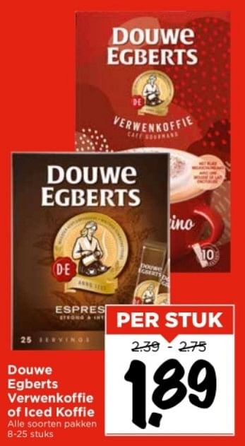 Aanbiedingen Douwe egberts verwenkoffie of iced koffie - Douwe Egberts - Geldig van 10/09/2023 tot 16/09/2023 bij Vomar