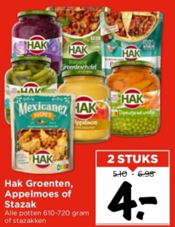 Aanbiedingen Hak groenten, appelmoes of stazak - Hak - Geldig van 10/09/2023 tot 16/09/2023 bij Vomar