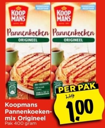 Aanbiedingen Koopmans pannenkoekenmix origineel - Koopmans - Geldig van 10/09/2023 tot 16/09/2023 bij Vomar