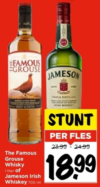 Aanbiedingen The famous grouse whisky of jameson irish whiskey - Huismerk Vomar - Geldig van 10/09/2023 tot 16/09/2023 bij Vomar