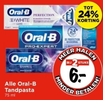 Aanbiedingen Alle oral-b tandpasta - Oral-B - Geldig van 10/09/2023 tot 16/09/2023 bij Vomar