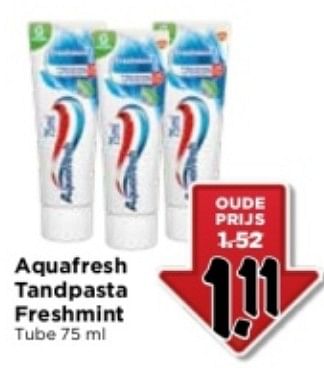 Aanbiedingen Aquafresh tandpasta freshmint - Aquafresh - Geldig van 10/09/2023 tot 16/09/2023 bij Vomar