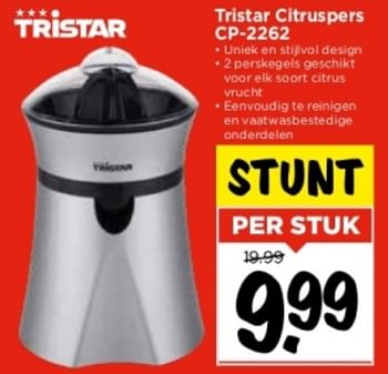 Aanbiedingen Tristar citruspers cp-2262 - Tristar - Geldig van 10/09/2023 tot 16/09/2023 bij Vomar