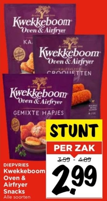 Aanbiedingen Kwekkeboom oven + airfryer snacks - KWEKKEBOOM - Geldig van 10/09/2023 tot 16/09/2023 bij Vomar