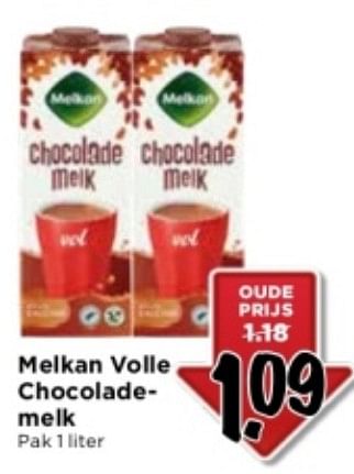 Aanbiedingen Melkan volle chocolademelk - Melkan - Geldig van 10/09/2023 tot 16/09/2023 bij Vomar
