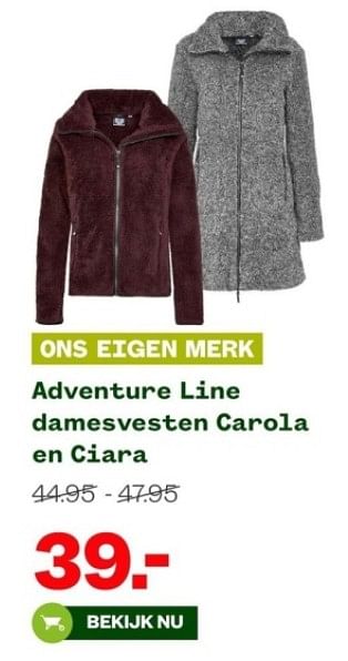 Aanbiedingen Adventure line damesvesten carola en ciara - Adventure Line - Geldig van 04/09/2023 tot 24/09/2023 bij Welkoop