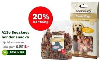 Aanbiedingen Alle beeztees hondensnacks mjammies mix - Beeztees - Geldig van 04/09/2023 tot 24/09/2023 bij Welkoop