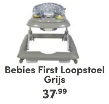 Aanbiedingen Bebies first loopstoel grijs - bebiesfirst - Geldig van 10/09/2023 tot 16/09/2023 bij Baby & Tiener Megastore