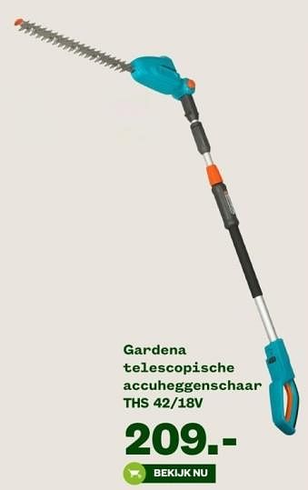 Aanbiedingen Gardena telescopische accuheggenschaar ths 42-18v - Gardena - Geldig van 04/09/2023 tot 24/09/2023 bij Welkoop