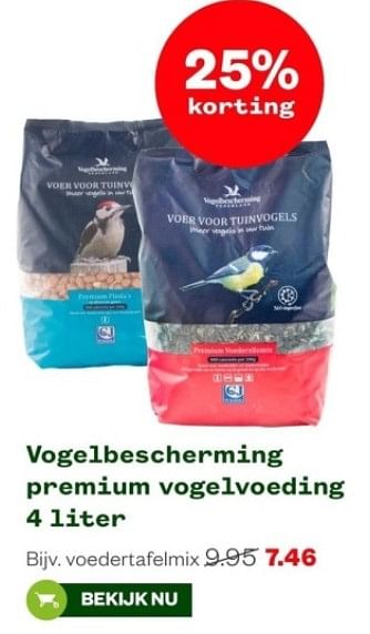 Aanbiedingen Vogelbescherming premium vogelvoeding voedertafelmix - Vogelbescherming Nederland - Geldig van 04/09/2023 tot 24/09/2023 bij Welkoop
