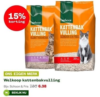 Aanbiedingen Welkoop kattenbakvulling - Huismerk - Welkoop - Geldig van 04/09/2023 tot 24/09/2023 bij Welkoop