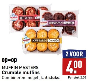 Aanbiedingen Crumble muffins - Muffin Masters - Geldig van 11/09/2023 tot 17/09/2023 bij Aldi