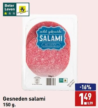 Aanbiedingen Gesneden salami - Huismerk - Aldi - Geldig van 11/09/2023 tot 17/09/2023 bij Aldi