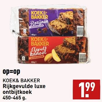 Aanbiedingen Rijkgevulde luxe ontbijtkoek - koek&amp;bakker - Geldig van 11/09/2023 tot 17/09/2023 bij Aldi