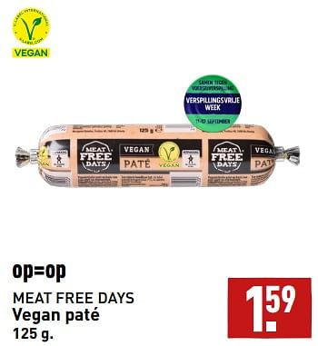 Aanbiedingen Vegan paté - Meat Free Days - Geldig van 11/09/2023 tot 17/09/2023 bij Aldi
