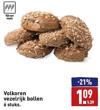 Aanbiedingen Volkoren vezelrijk bollen - Huismerk - Aldi - Geldig van 11/09/2023 tot 17/09/2023 bij Aldi