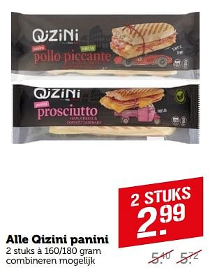 Aanbiedingen Alle qizini panini - Qizini - Geldig van 11/09/2023 tot 17/09/2023 bij Coop