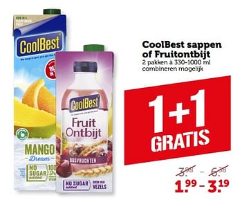 Aanbiedingen Coolbest sappen of fruitontbijt - Coolbest - Geldig van 11/09/2023 tot 17/09/2023 bij Coop