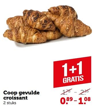 Aanbiedingen Coop gevulde croissant - Huismerk - Coop - Geldig van 11/09/2023 tot 17/09/2023 bij Coop