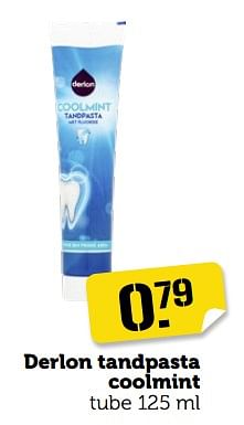 Aanbiedingen Derlon tandpasta coolmint - Derlon - Geldig van 11/09/2023 tot 17/09/2023 bij Coop