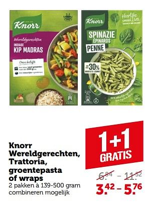 Aanbiedingen Knorr wereldgerechten, trattoria, groentepasta of wraps - Knorr - Geldig van 11/09/2023 tot 17/09/2023 bij Coop