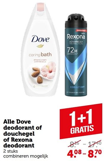 Aanbiedingen Alle dove deodorant of douchegel of rexona deodorant - Huismerk - Coop - Geldig van 11/09/2023 tot 17/09/2023 bij Coop