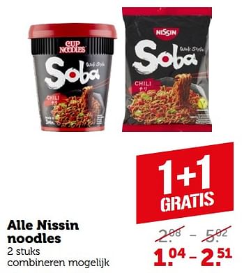 Aanbiedingen Alle nissin noodles - Nissin - Geldig van 11/09/2023 tot 17/09/2023 bij Coop