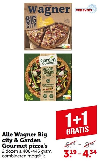 Aanbiedingen Alle wagner big city + garden gourmet pizza’s - Huismerk - Coop - Geldig van 11/09/2023 tot 17/09/2023 bij Coop