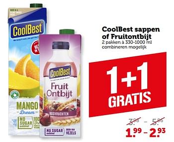 Aanbiedingen Coolbest sappen of fruitontbijt - Coolbest - Geldig van 11/09/2023 tot 17/09/2023 bij Coop