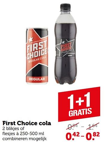Aanbiedingen First choice cola - First choice - Geldig van 11/09/2023 tot 17/09/2023 bij Coop