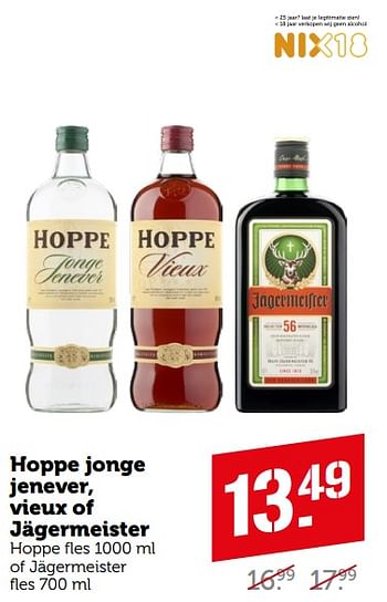 Aanbiedingen Hoppe jonge jenever, vieux of jägermeister - Huismerk - Coop - Geldig van 11/09/2023 tot 17/09/2023 bij Coop