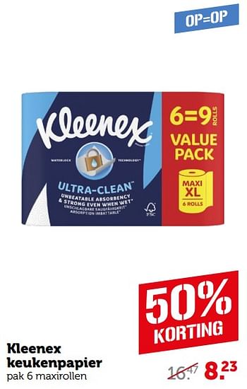 Aanbiedingen Kleenex keukenpapier - Kleenex - Geldig van 11/09/2023 tot 17/09/2023 bij Coop