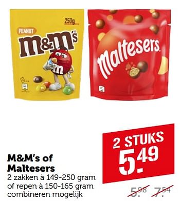 Aanbiedingen M+m’s of maltesers - Huismerk - Coop - Geldig van 11/09/2023 tot 17/09/2023 bij Coop