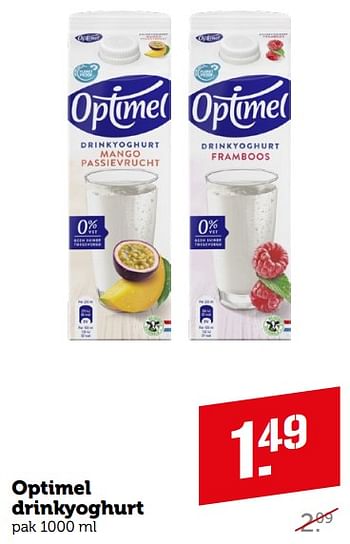 Aanbiedingen Optimel drinkyoghurt - Optimel - Geldig van 11/09/2023 tot 17/09/2023 bij Coop