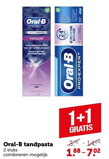 Aanbiedingen Oral-b tandpasta - Oral-B - Geldig van 11/09/2023 tot 17/09/2023 bij Coop