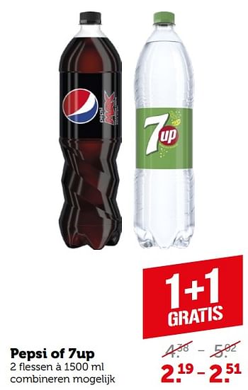 Aanbiedingen Pepsi of 7up - Huismerk - Coop - Geldig van 11/09/2023 tot 17/09/2023 bij Coop