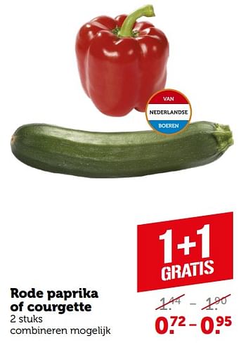 Aanbiedingen Rode paprika of courgette - Huismerk - Coop - Geldig van 11/09/2023 tot 17/09/2023 bij Coop