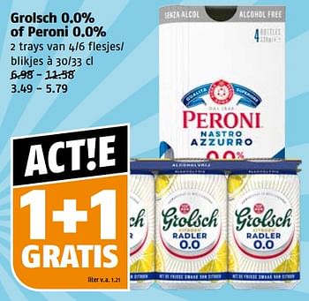 Aanbiedingen Grolsch o.o% of peroni o.o% - Huismerk Poiesz - Geldig van 11/09/2023 tot 17/09/2023 bij Poiesz