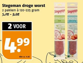 Aanbiedingen Stegeman droge worst - Stegeman - Geldig van 11/09/2023 tot 17/09/2023 bij Poiesz