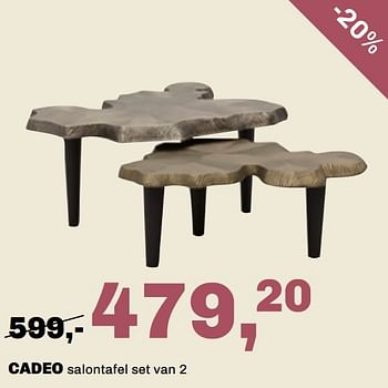 Aanbiedingen Cadeo salontafel set van 2 - Huismerk - Trendhopper - Geldig van 20/08/2023 tot 24/09/2023 bij Trendhopper