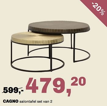 Aanbiedingen Cagno salontafel set van 2 - Huismerk - Trendhopper - Geldig van 20/08/2023 tot 24/09/2023 bij Trendhopper