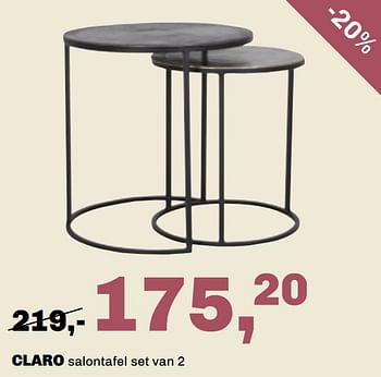 Aanbiedingen Claro salontafel set van 2 - Huismerk - Trendhopper - Geldig van 20/08/2023 tot 24/09/2023 bij Trendhopper