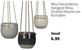 Aanbiedingen Mica decorations hangpot resa - Huismerk - Intratuin - Geldig van 11/09/2023 tot 17/09/2023 bij Intratuin