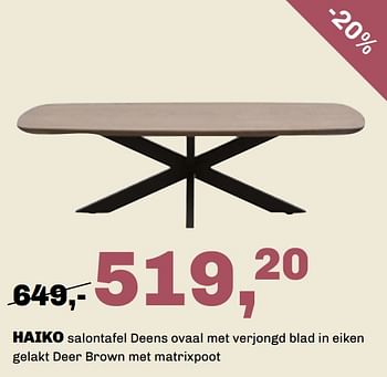 Aanbiedingen Haiko salontafel deens ovaal - Huismerk - Trendhopper - Geldig van 20/08/2023 tot 24/09/2023 bij Trendhopper